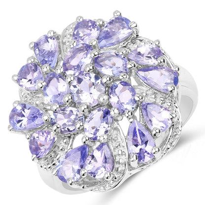 3.35 Carat Genuine Tanzanite .925 Sterling Silver Ring Bids.com