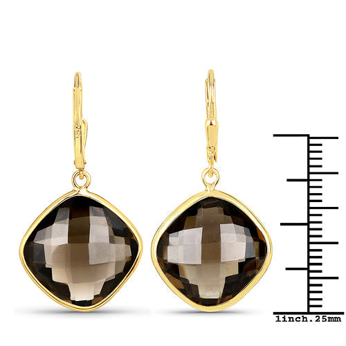 21.40 Carat Genuine Smoky Quartz .925 Sterling Silver Earrings Bids.com