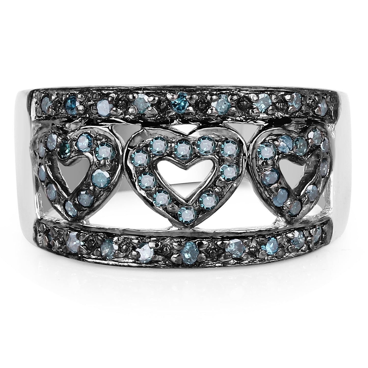 0.32 Carat Genuine Blue Diamond .925 Sterling Silver Ring Bids.com