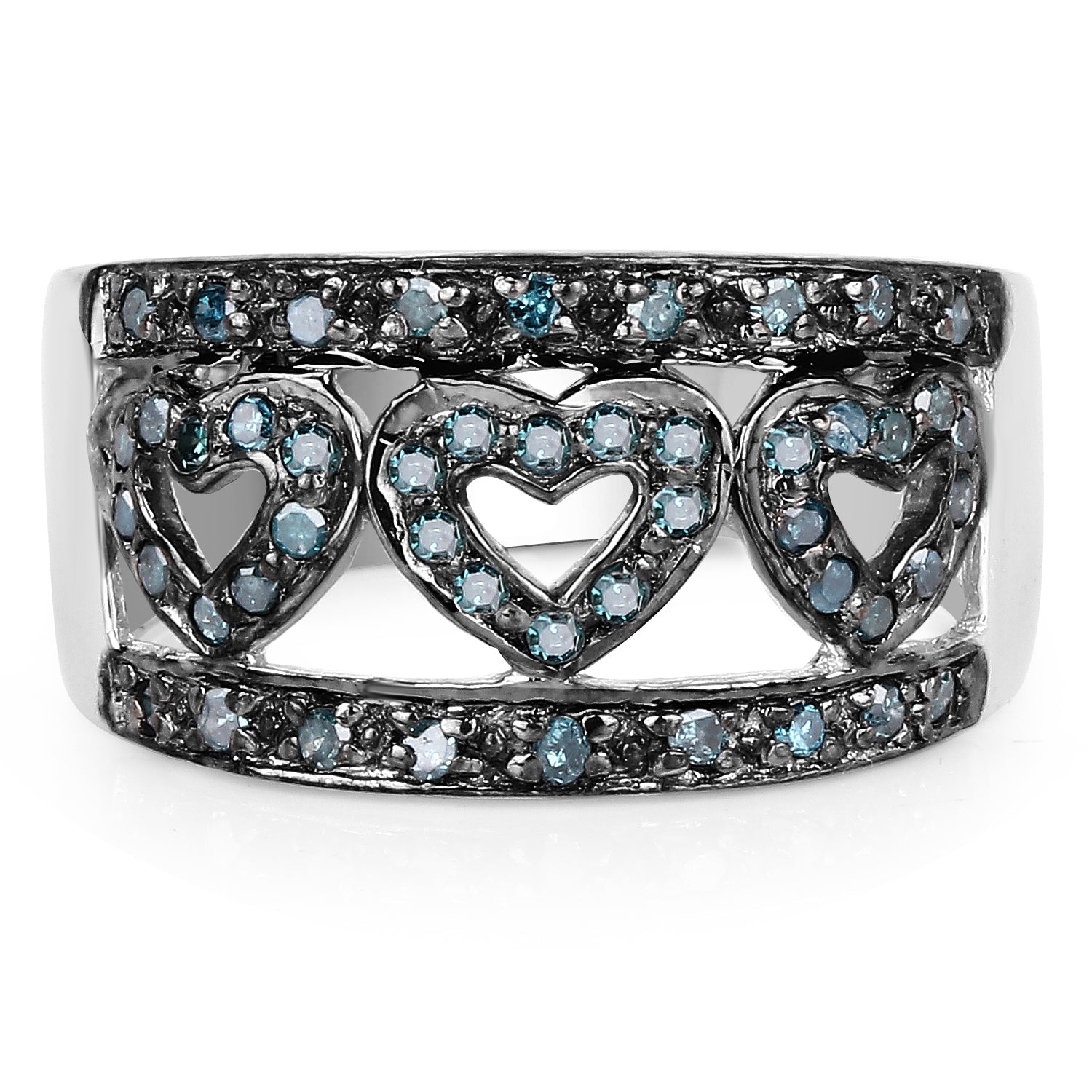 0.32 Carat Genuine Blue Diamond .925 Sterling Silver Ring Bids.com