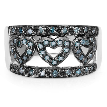 0.32 Carat Genuine Blue Diamond .925 Sterling Silver Ring Bids.com