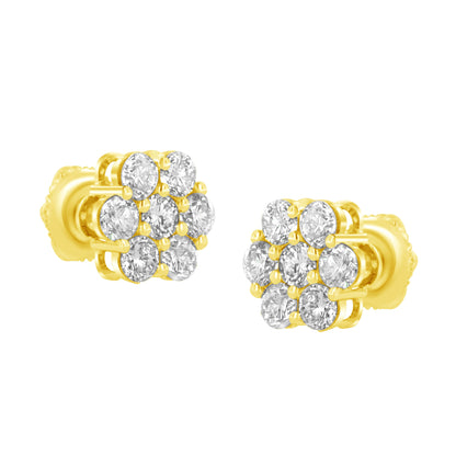 14K Yellow Gold 1.0 Cttw Diamond Flower Earring (J-K Color, I1-I2 Clarity) Bids.com