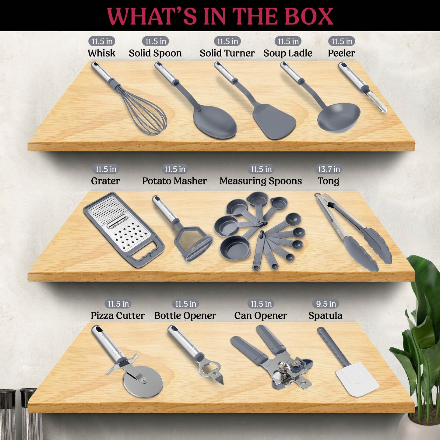 23-Piece: Lux Decor Collection Stainless Steel Nylon Cooking Utensils Set DailySale