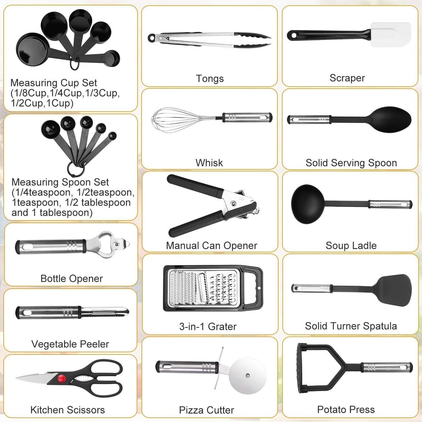 23-Piece Set: Kitchen Utensil Set Stainless Steel Nylon DailySale
