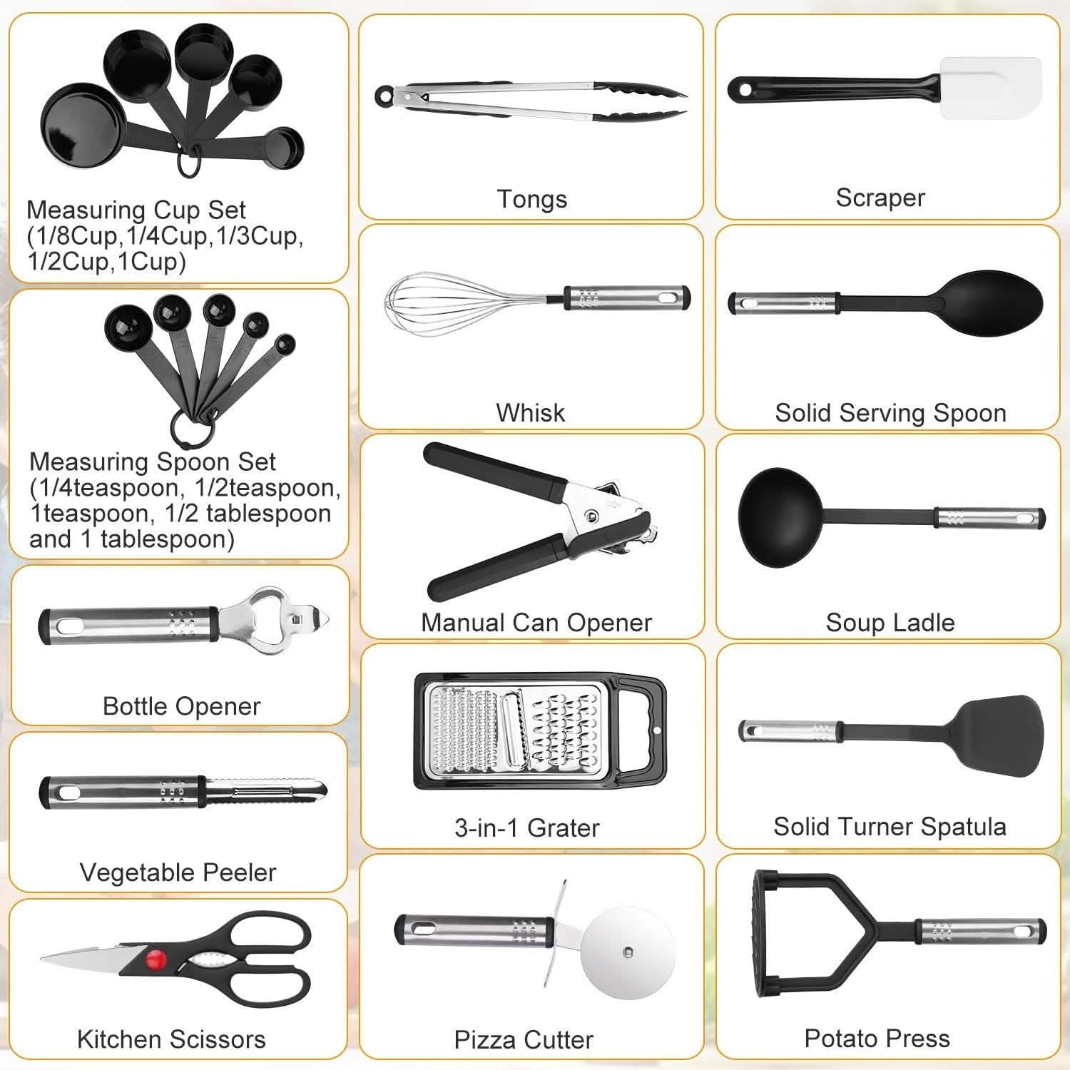 23-Piece Set: Kitchen Utensil Set Stainless Steel Nylon DailySale