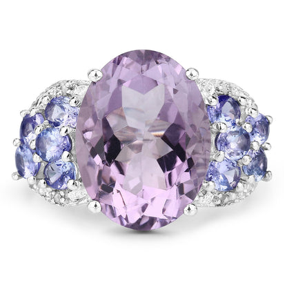 6.62 Carat Genuine Amethyst, Tanzanite and White Topaz .925 Sterling Silver Ring Bids.com