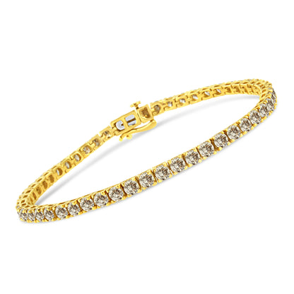14K Yellow Gold Plated .925 Sterling Silver 8.0 Cttw Diamond Classic Link Tennis Bracelet (K-L Color, I2-I3 Clarity) - 7-1/4" Bids.com