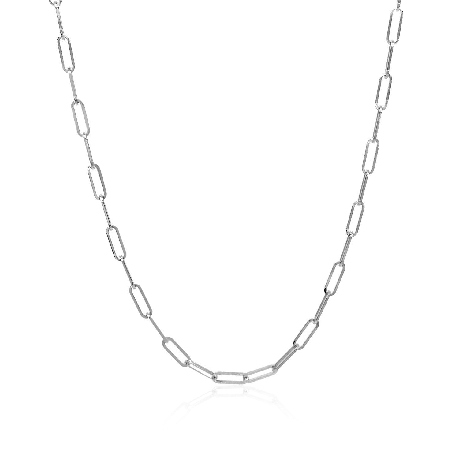 14K White Gold Delicate Paperclip Chain (2.1mm) Bids.com