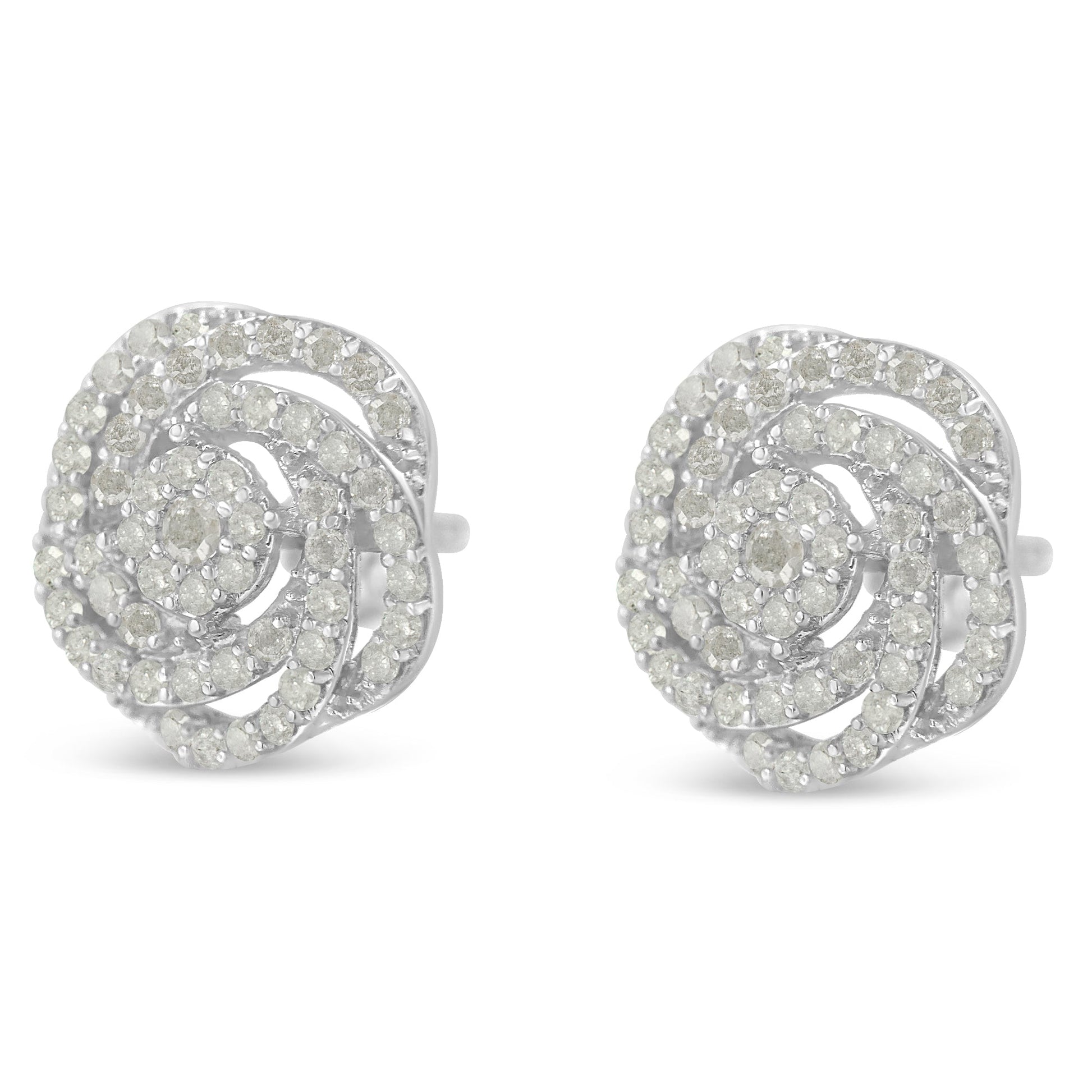 10k White Gold Rose-Cut Diamond Floral Cluster Earrings (1 cttw, I-J Color, I2-I3 Clarity) Bids.com
