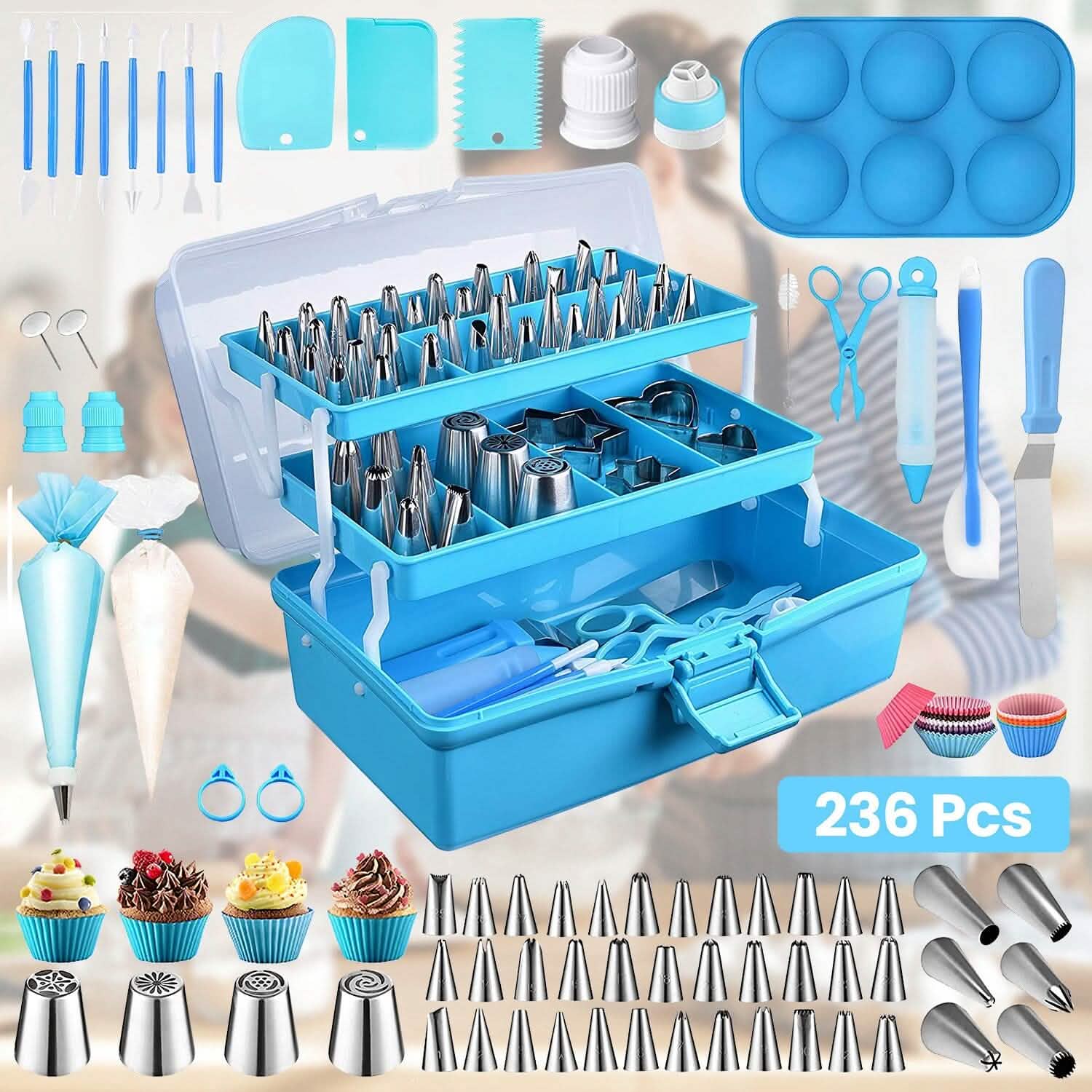 236-Pieces: Cake Decorating Kit Baking Tool with Piping Tips Couplers DailySale