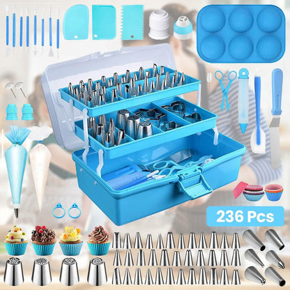 236-Pieces: Cake Decorating Kit Baking Tool with Piping Tips Couplers DailySale