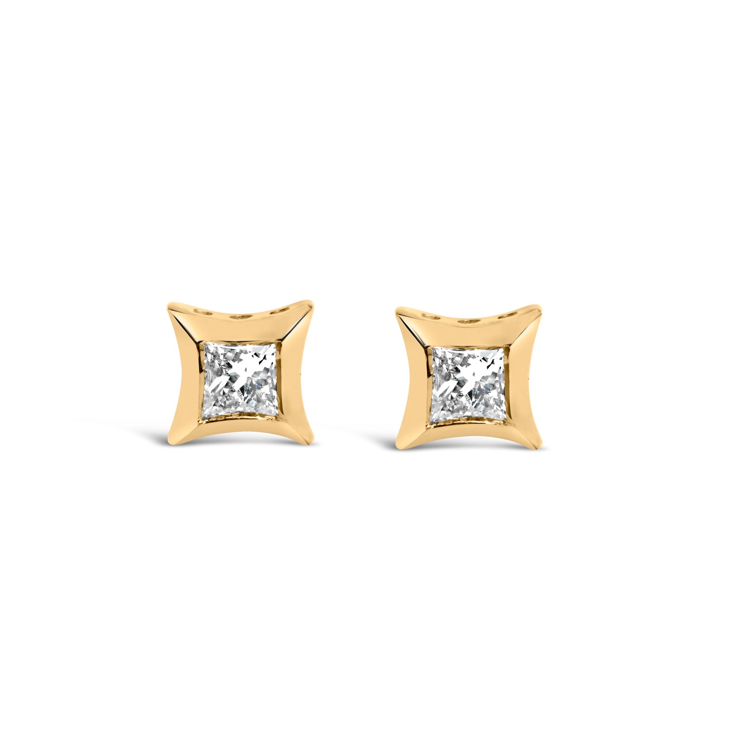 10K White Gold 1/5 Cttw Invisible Set Princess-Cut Diamond Stud Earrings (H-I Color, SI2-I1 Clarity) Bids.com