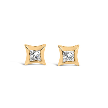 10K White Gold 1/5 Cttw Invisible Set Princess-Cut Diamond Stud Earrings (H-I Color, SI2-I1 Clarity) Bids.com
