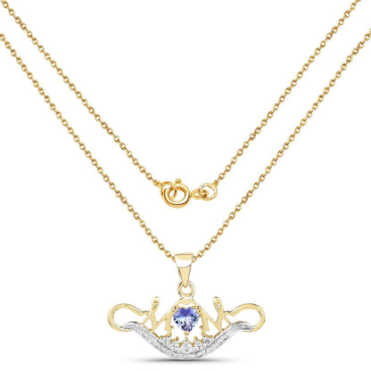 14K Yellow Gold Plated 0.62 Carat Genuine Tanzanite and White Topaz .925 Sterling Silver Pendant Bids.com
