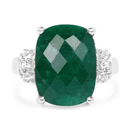8.50 Carat Dyed Emerald and White Topaz .925 Sterling Silver Ring Bids.com