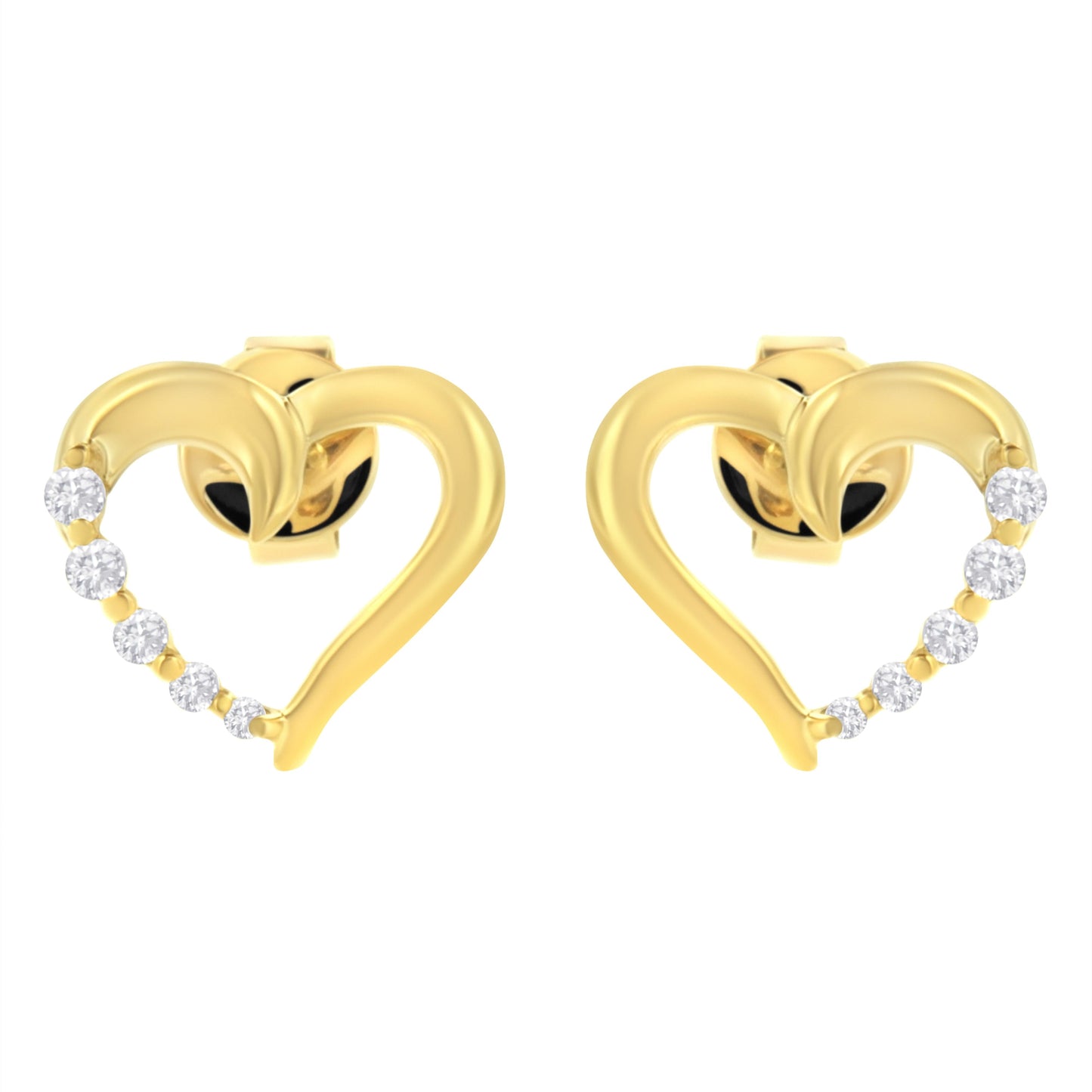 14K Yellow Gold 1/8 Cttw Diamond Journey Heart Hoop Earrings (K-L Color, I1-I2 Clarity) Bids.com