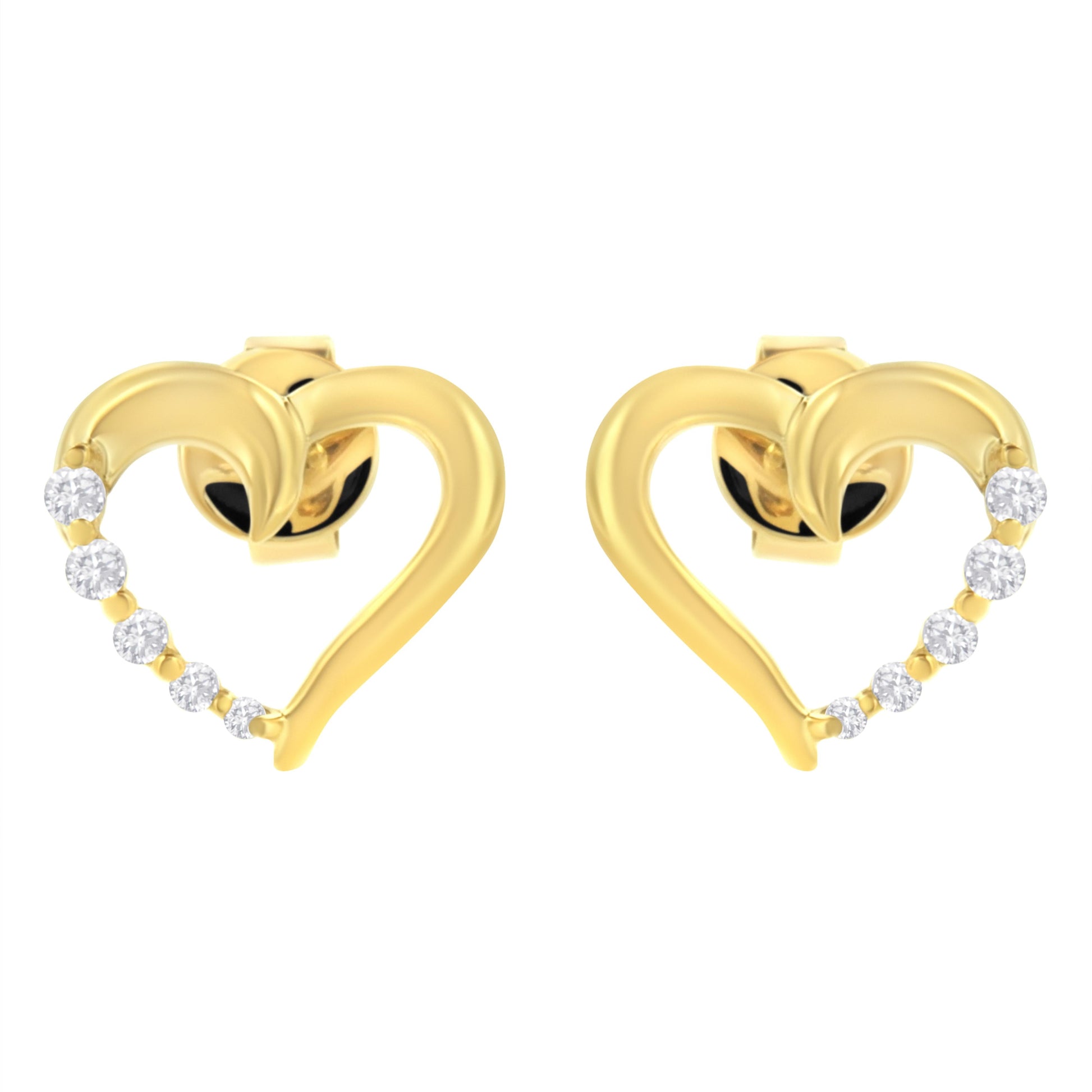 14K Yellow Gold 1/8 Cttw Diamond Journey Heart Hoop Earrings (K-L Color, I1-I2 Clarity) Bids.com