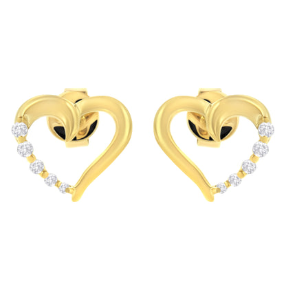 14K Yellow Gold 1/8 Cttw Diamond Journey Heart Hoop Earrings (K-L Color, I1-I2 Clarity) Bids.com