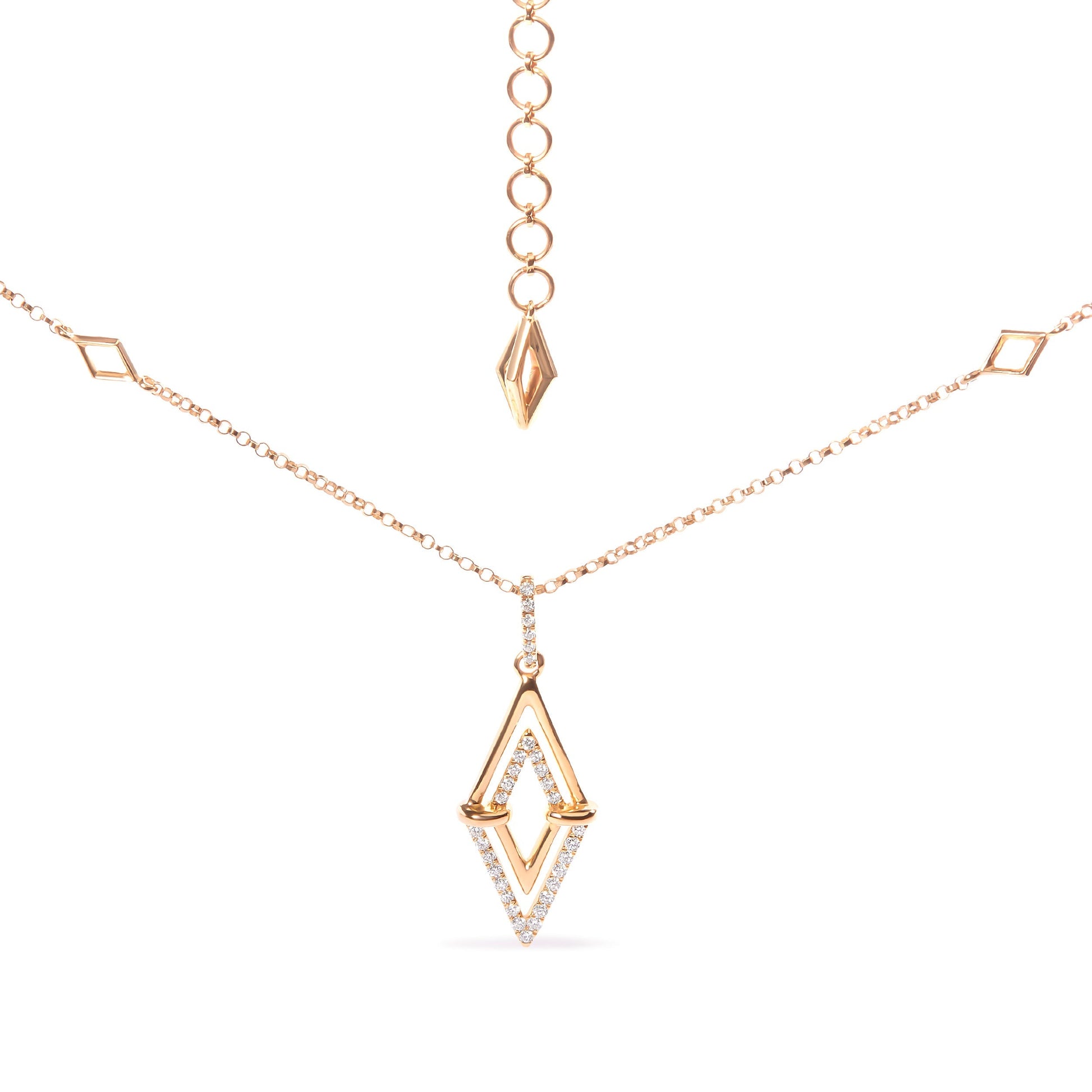 14K Yellow Gold 1/4 Cttw Diamond Double Triangle Geometric 18" Pendant Necklace (G-H Color, SI1-SI2 Clarity) Bids.com