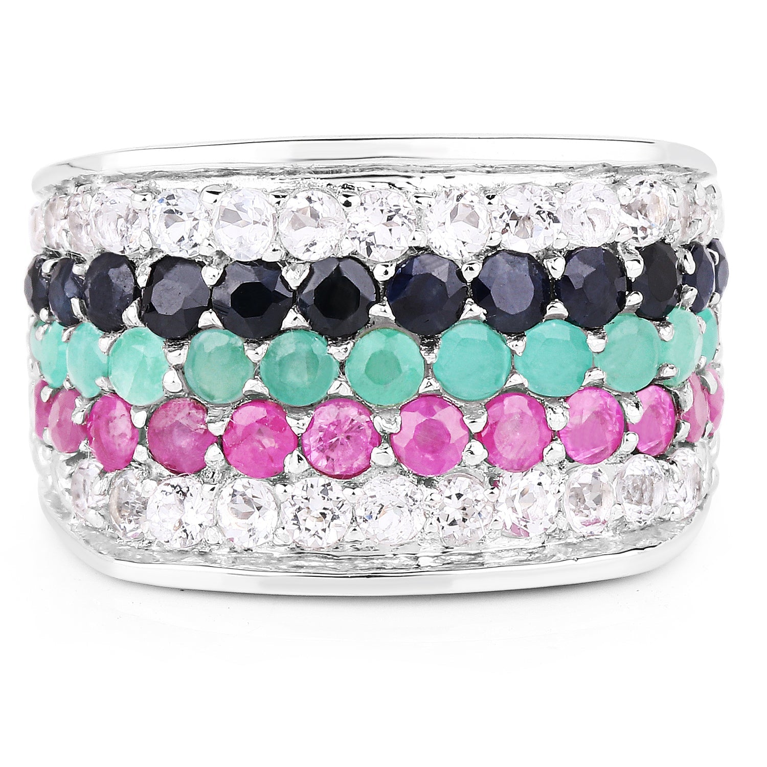 4.28 Carat Genuine Multi Stone .925 Sterling Silver Ring Bids.com