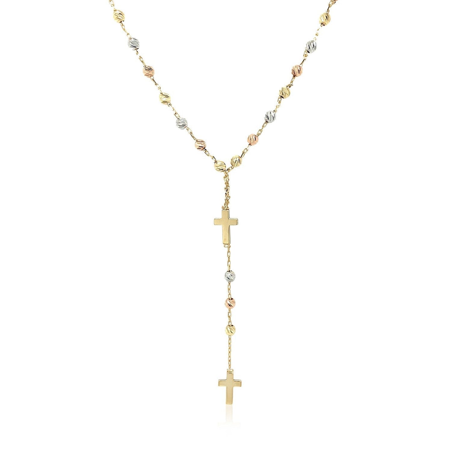 14k Tri-Color Gold Rosary Chain Necklace Bids.com