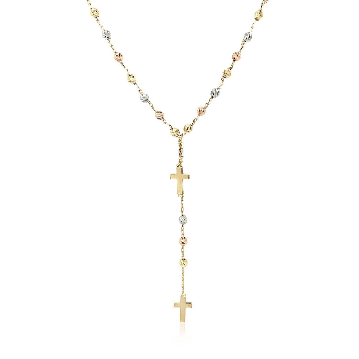 14k Tri-Color Gold Rosary Chain Necklace Bids.com