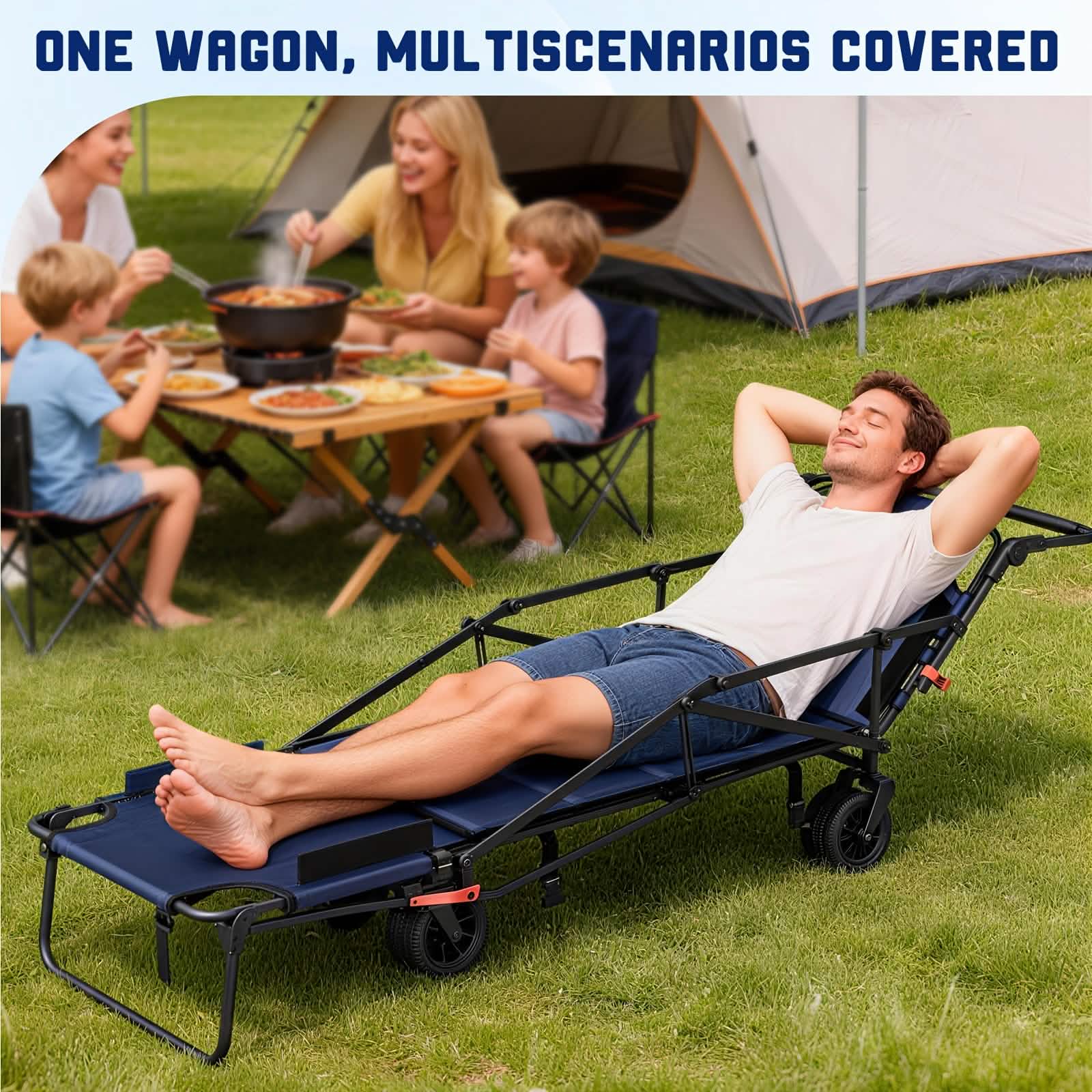 2-in-1 Folding Wagon Cart Chair 650LBS Capacity DailySale