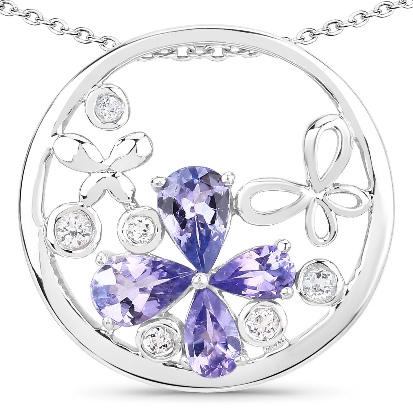 1.33 Carat Genuine Tanzanite and White Topaz .925 Sterling Silver Pendant Bids.com