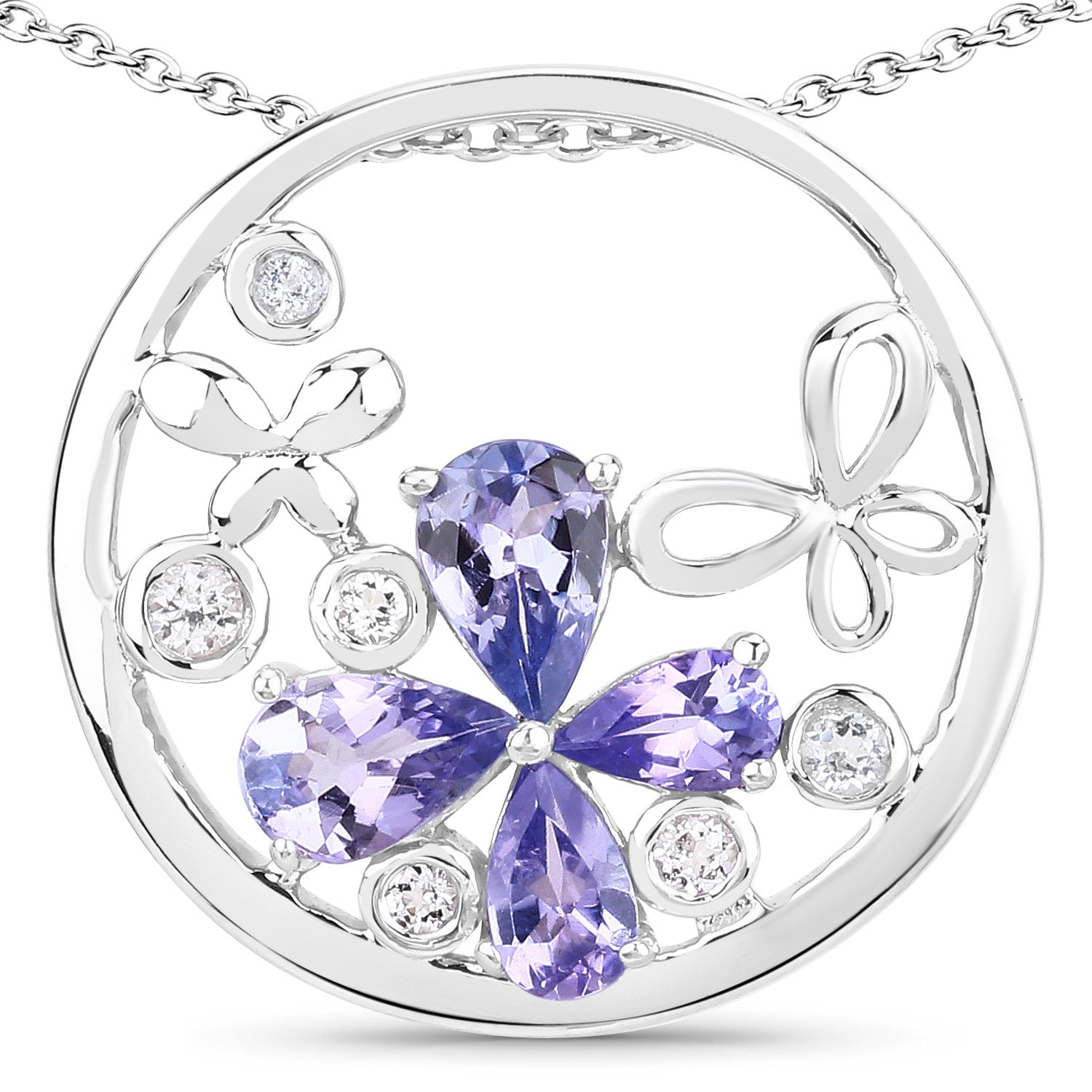 1.33 Carat Genuine Tanzanite and White Topaz .925 Sterling Silver Pendant Bids.com