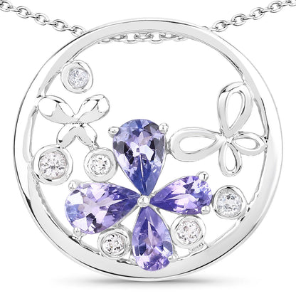 1.33 Carat Genuine Tanzanite and White Topaz .925 Sterling Silver Pendant Bids.com