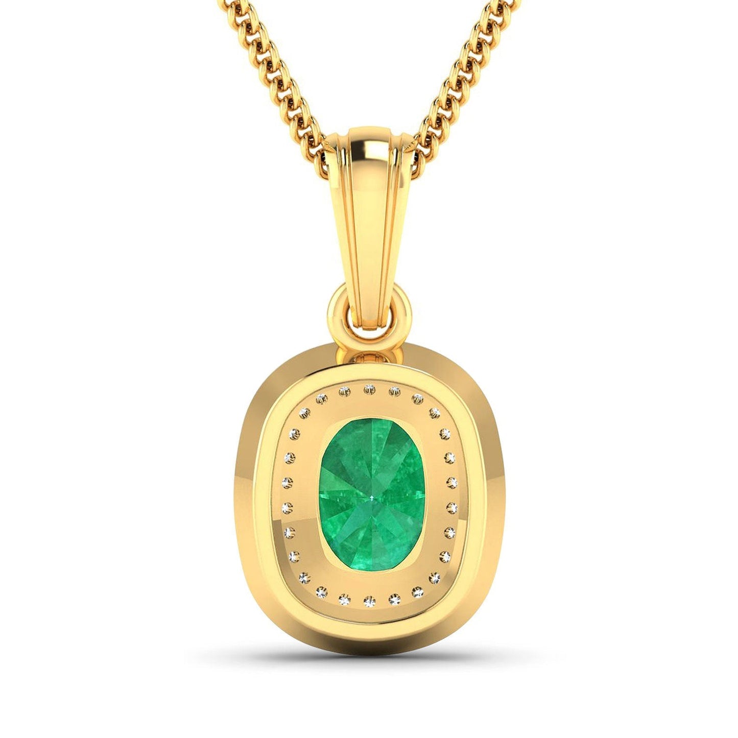 1.50 Carat Genuine Zambian Emerald and White Diamond 14K Yellow Gold Pendant Bids.com
