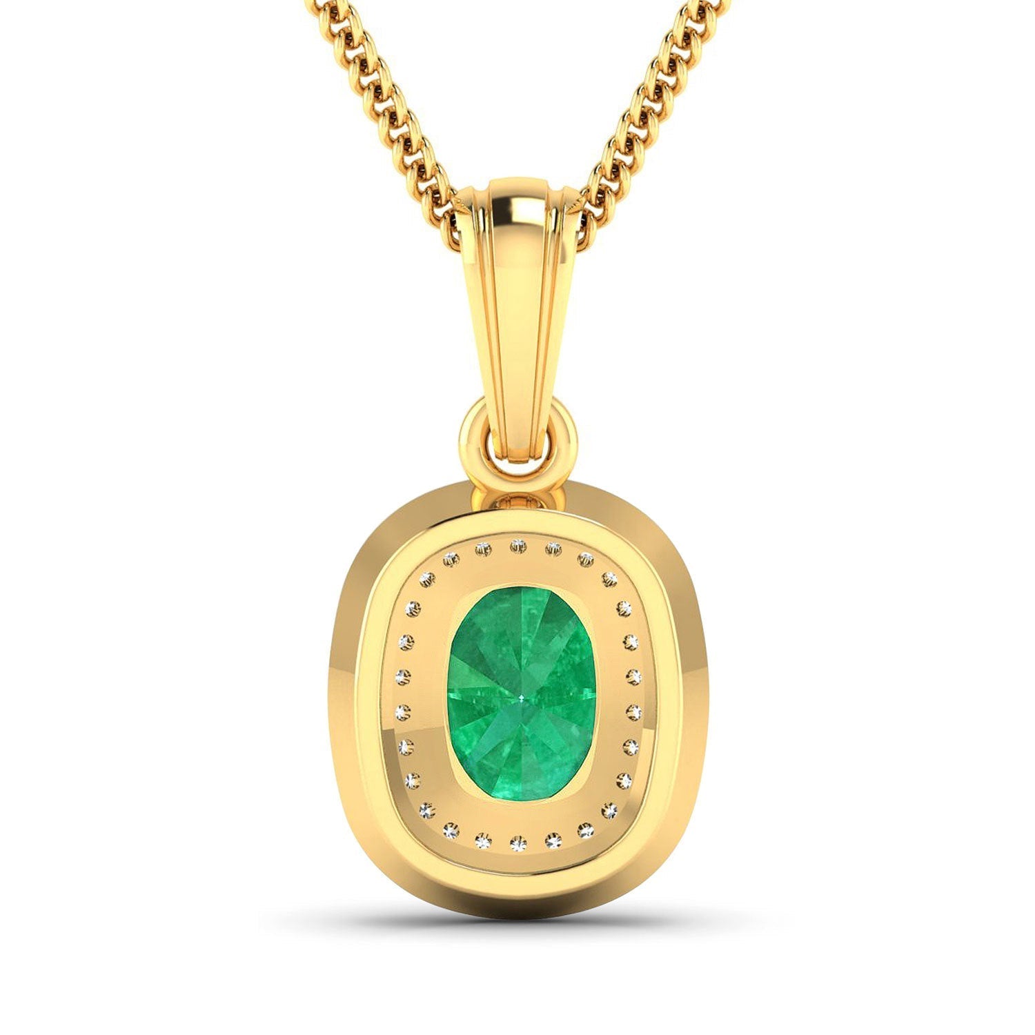 1.50 Carat Genuine Zambian Emerald and White Diamond 14K Yellow Gold Pendant Bids.com
