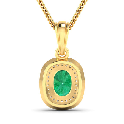 1.50 Carat Genuine Zambian Emerald and White Diamond 14K Yellow Gold Pendant Bids.com