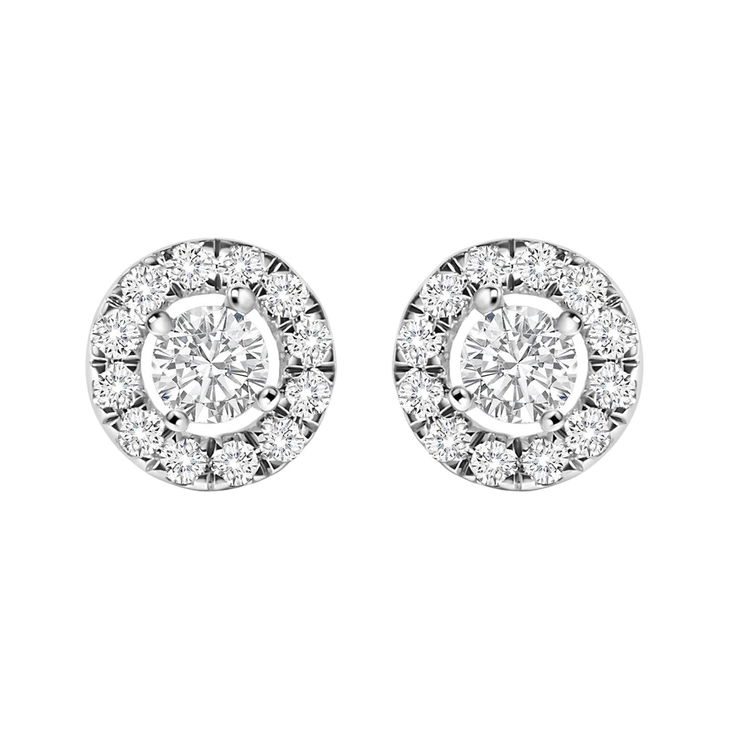 14K White Gold 3/4 Cttw Lab-Grown Diamond Floating Halo Stud Earring (F-G Color, VS1-VS2 Clarity) Bids.com