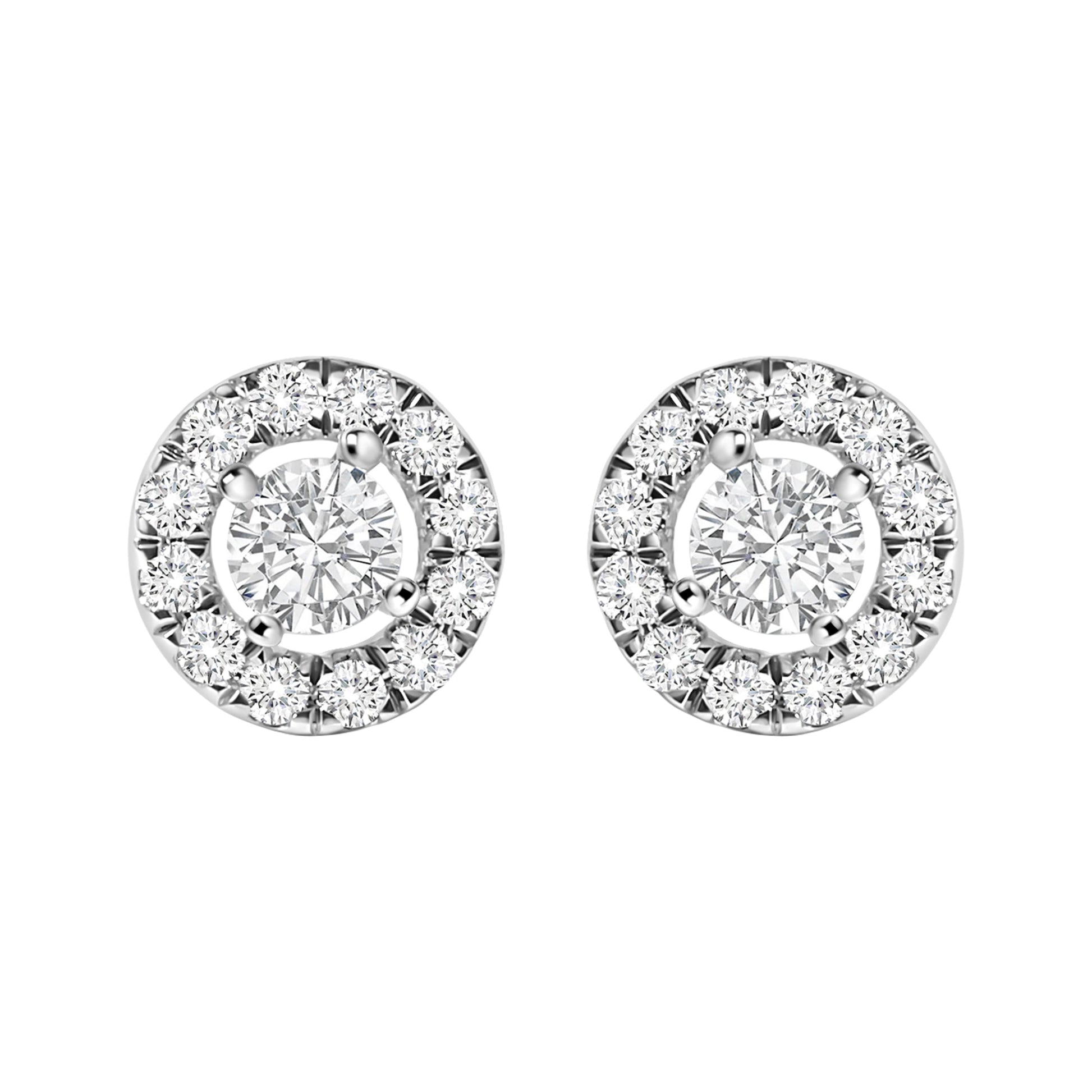 14K White Gold 3/4 Cttw Lab-Grown Diamond Floating Halo Stud Earring (F-G Color, VS1-VS2 Clarity) Bids.com