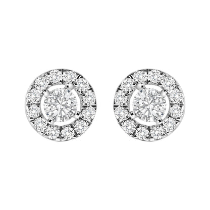 14K White Gold 3/4 Cttw Lab-Grown Diamond Floating Halo Stud Earring (F-G Color, VS1-VS2 Clarity) Bids.com