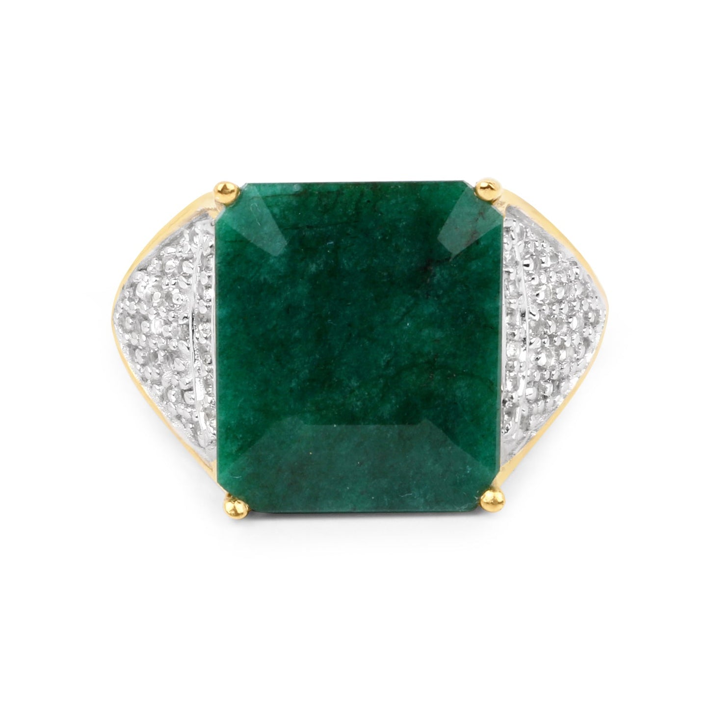 8.70 Carat Dyed Emerald and White Topaz .925 Sterling Silver Ring Bids.com