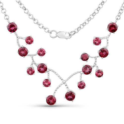 6.00 Carat Genuine Rhodolite Garnet .925 Sterling Silver Necklace Bids.com