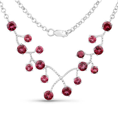 6.00 Carat Genuine Rhodolite Garnet .925 Sterling Silver Necklace Bids.com