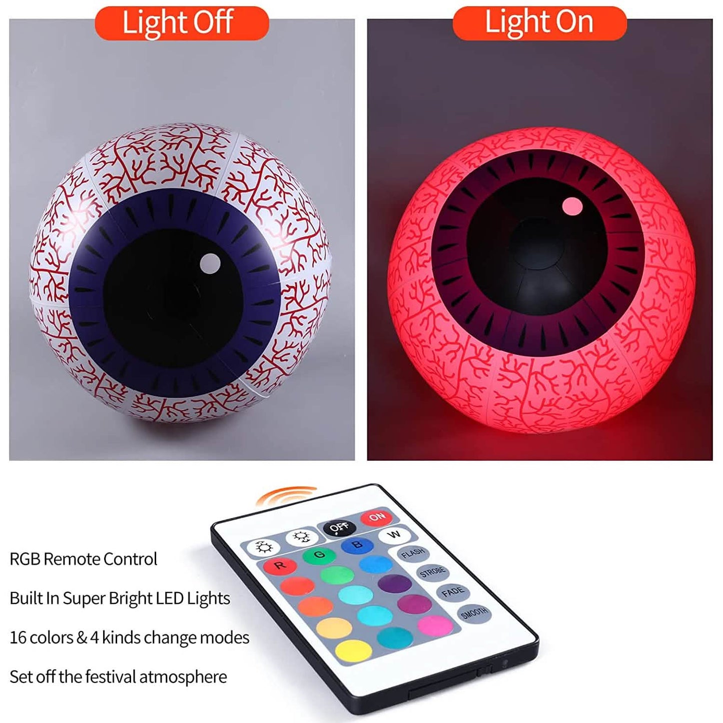 24-Inch Halloween Inflatable Ghost Eyeball Decor DailySale