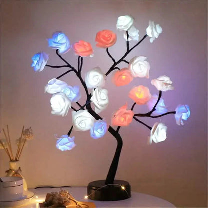 24 LED RGB 16 Colors Rose Tree Night Light Battery And USB Plug Operated Rose Flower Fairy Lights Remote Control DailySale