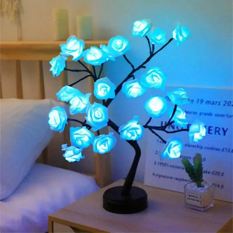 24 LED RGB 16 Colors Rose Tree Night Light Battery And USB Plug Operated Rose Flower Fairy Lights Remote Control DailySale