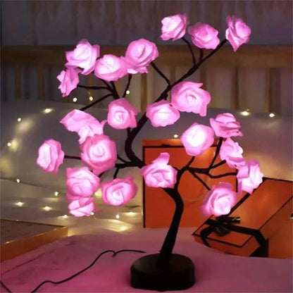 24 LED RGB 16 Colors Rose Tree Night Light Battery And USB Plug Operated Rose Flower Fairy Lights Remote Control DailySale