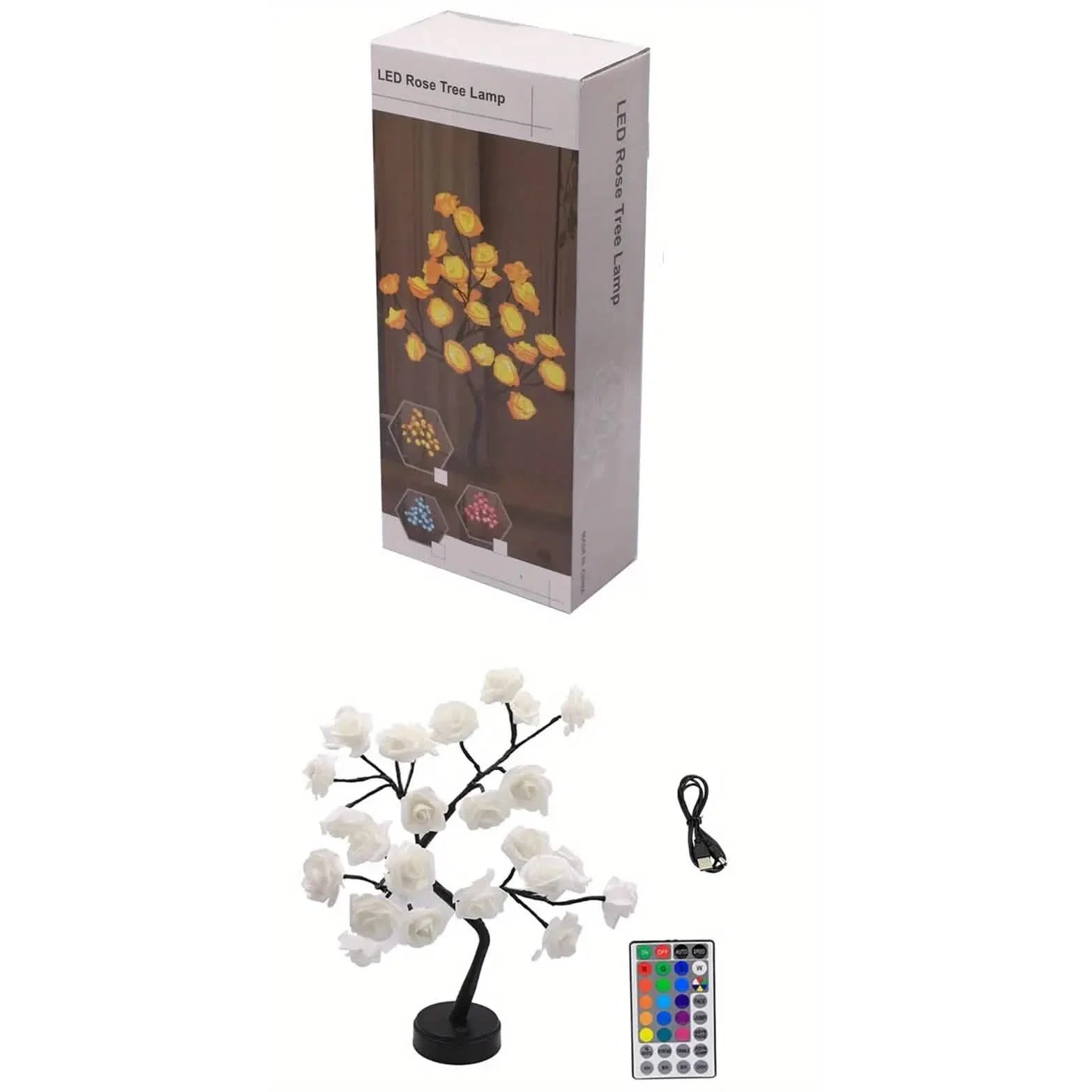 24 LED RGB 16 Colors Rose Tree Night Light Battery And USB Plug Operated Rose Flower Fairy Lights Remote Control DailySale