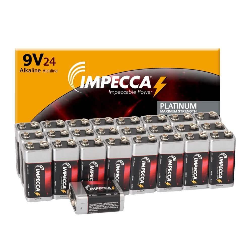 24-Pack: Impecca Alkaline 9-Volt 6LR61 Platinum Batteries DailySale