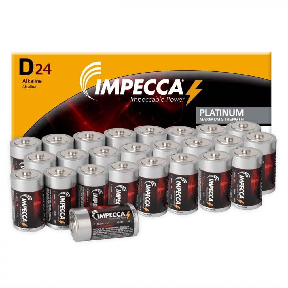 24-Pack: Impecca Alkaline D LR20 Platinum Batteries DailySale