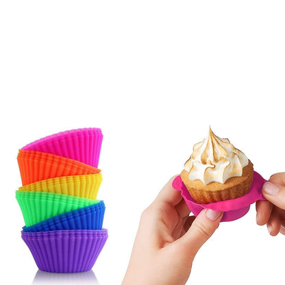 24-Pack: Multicolored Reusable Silicone Baking Cups Liner for Cupcakes and Muffins DailySale