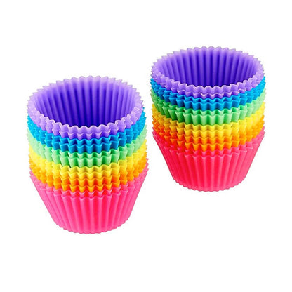 24-Pack: Multicolored Reusable Silicone Baking Cups Liner for Cupcakes and Muffins DailySale