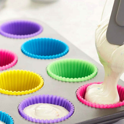 24-Pack: Multicolored Reusable Silicone Baking Cups Liner for Cupcakes and Muffins DailySale