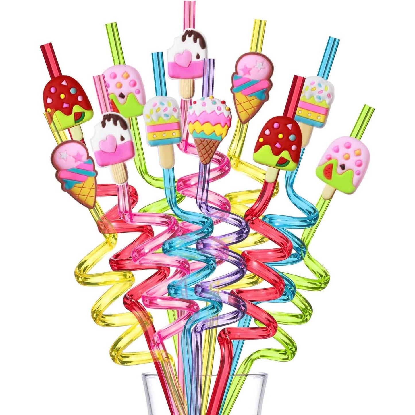 24-Pack: Reusable Ice Cream Straws for Birthday Party Supplies DailySale